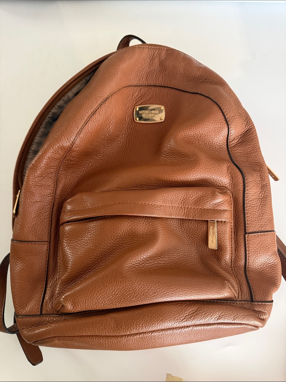 Michael Kors Brown Leather Backpack with Gold Hardware